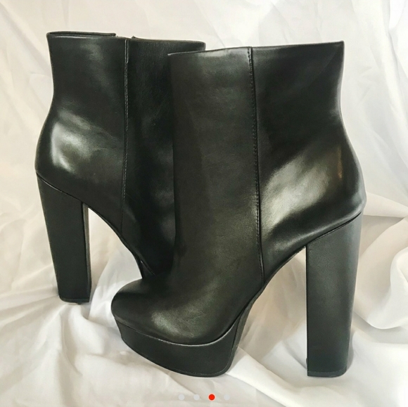 black leather platform ankle boots - Picture 3 of 4
